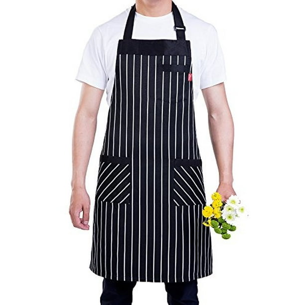 Unisex Adjustable Bib Apron with 2 Pockets Cooking Kitchen Chef Women Men Aprons